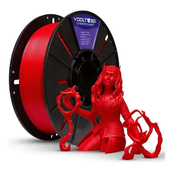 Filamento PLA Vermelho Velvet Voolt3D 1kg 1,75mm Impressão 3D