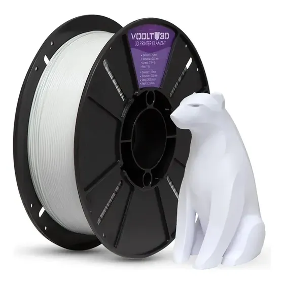Filamento PLA Branco Velvet Voolt3D 1kg 1,75mm Impressão 3D