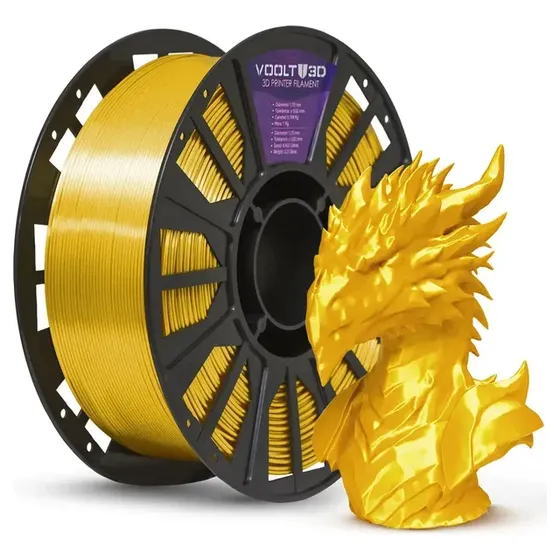 Filamento PLA V-Silk Dourado Voolt3D 1kg 1,75mm Impressão 3D
