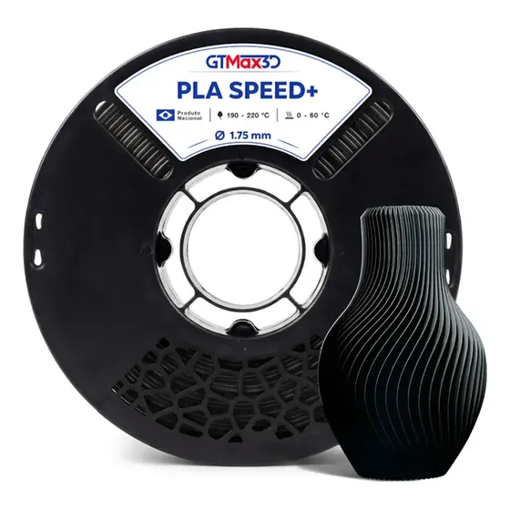 Filamento Pla Plus Speed 1.75mm 1kg Impressora 3d Gtmax3d Preto