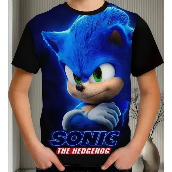 Camiseta Infantil Sonic O Filme Personalizada Confortável