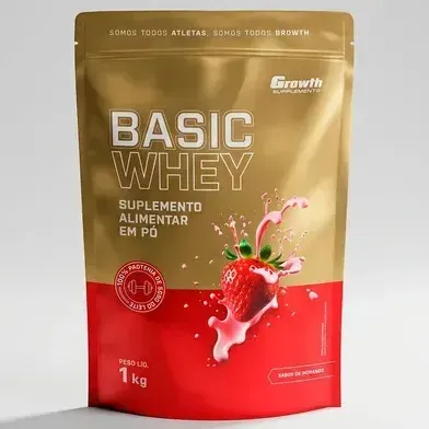 Proteína Growth Supplements Basic Whey Pro em pó sabor Morango x 1kg