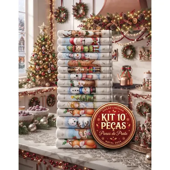 Kit 10 Pano De Prato Estampado 100% Algodão