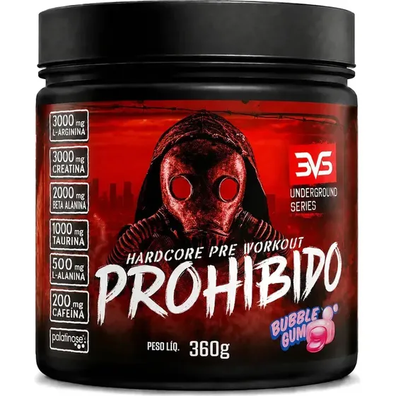 Prohibido Pré Treino 360g - Sabor Bubble Gum - A Combinação Perfeita De 8 Ingredientes…