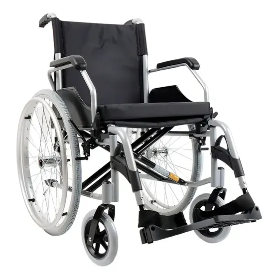 Cadeira De Roda Em Aluminio Dobravel Modelo D600 Dellamed Cor PRETO Assento 44cm