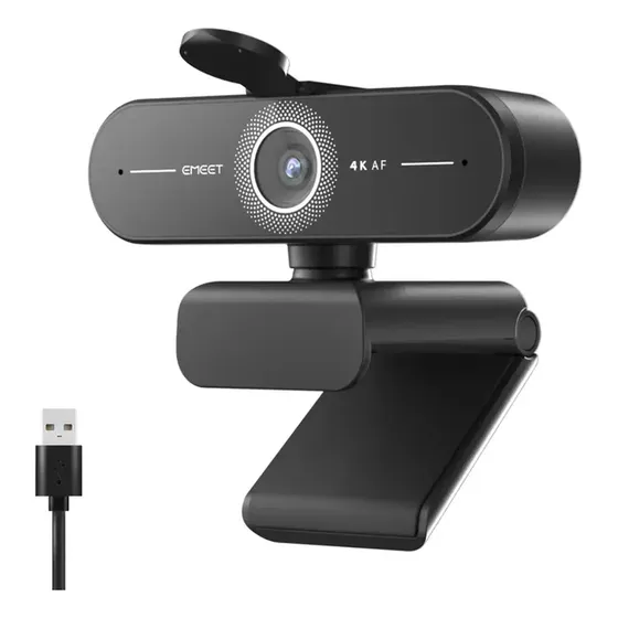 Webcam Emeet C60e 4k 30Fps Uhd 8mp Foco Automático 1080P 60fps Camera Para PC 2 microfon…