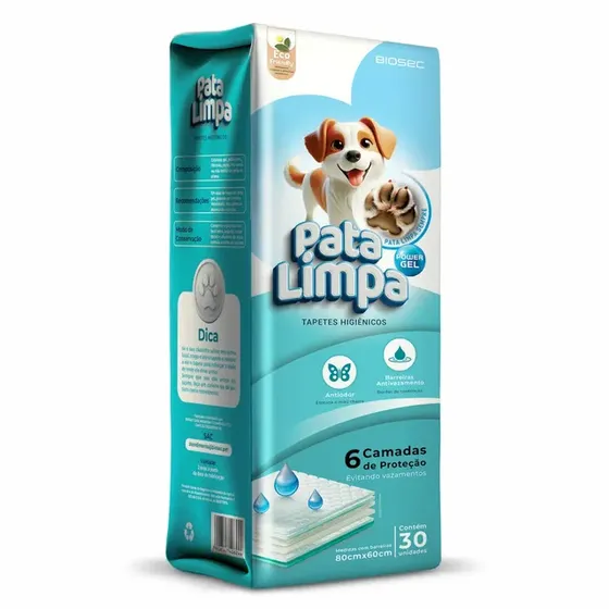 Tapete Higiênico 80x60 30un Pata Limpa Descartável Cachorro Pet Cão Fralda Manta…