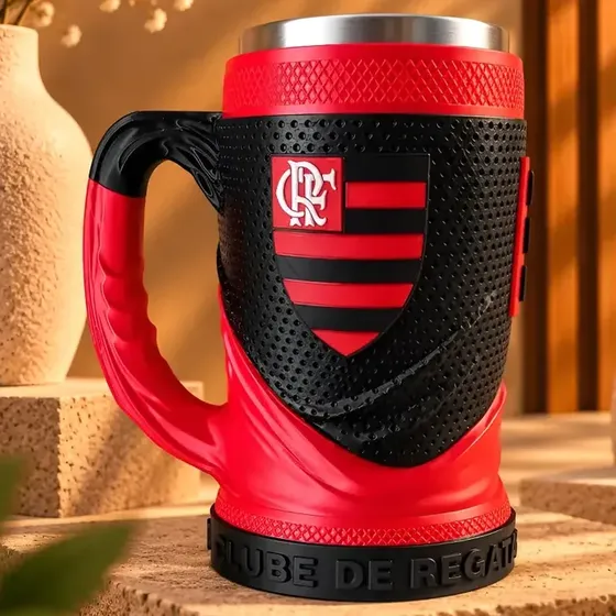 Copo Caneca Térmica Flamengo 3d 500ml Vermelho Flamengo