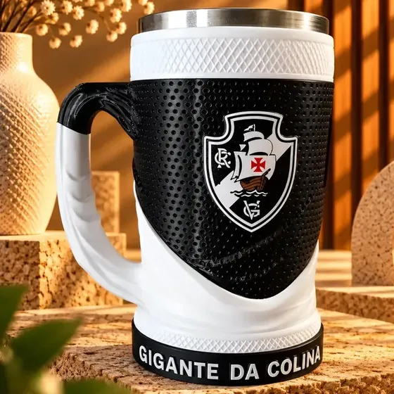 Copo Caneca Térmica Vasco 3d 500ml Preto Vasco