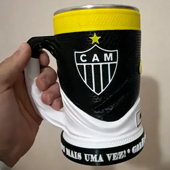 Caneca Térmica Alumínio Atlético Mineiro Personalizada 500ml Preto Atlético Mineiro