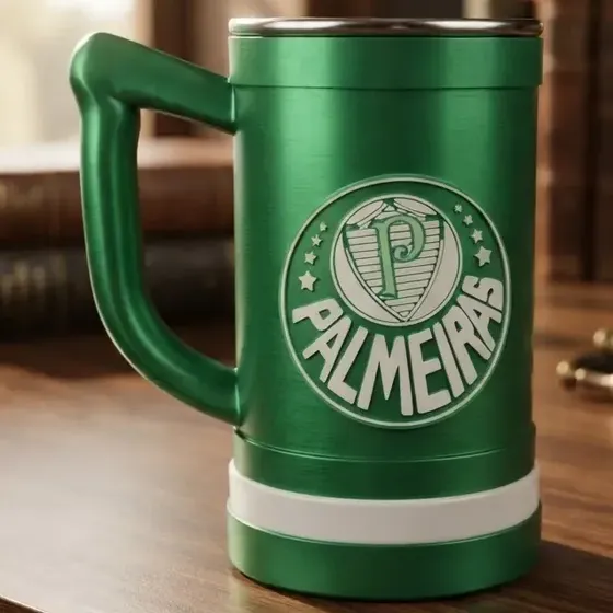Caneca Térmica Palmeiras 500ml 3d Presente Torcedor Verde Palmeiras