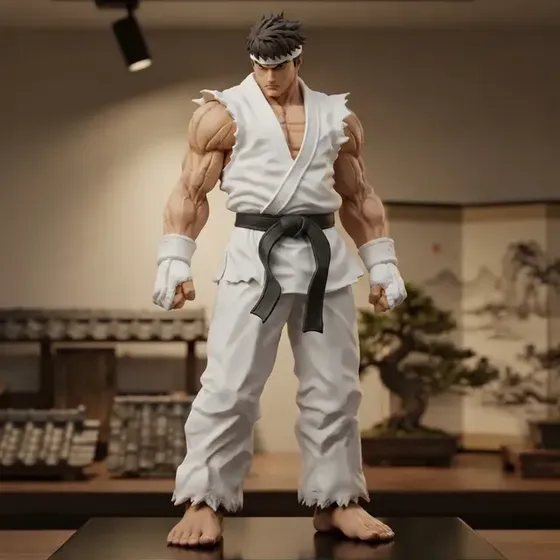 Boneco Action Figure Street Fighter Ryu Hadouken Em 25 Cm