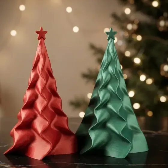 Kit 2 Árvores De Natal Decorativas Vermelho E Verde 20cm Vermelho E Verde