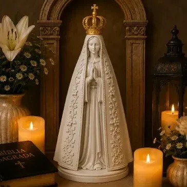 Imagem Nossa Senhora Aparecida 15 Cm Impressão 3d Decorativa Branco