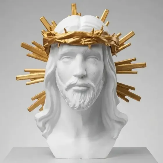Busto Decorativo 3d Jesus Cristo Santo Cristo Religioso Branco
